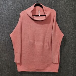 Free People Ottoman Slouchy Tunic‎ Ribbed Long Oversized Sweater Size Small Pink